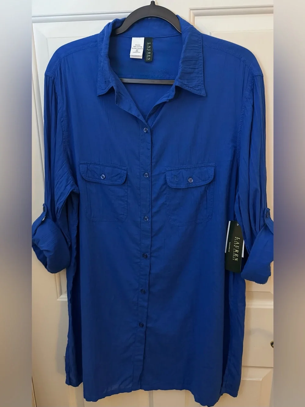 Lauren Ralph Lauren Coverup 100% Cotton Blue Coverup Size XL ** NWT**
